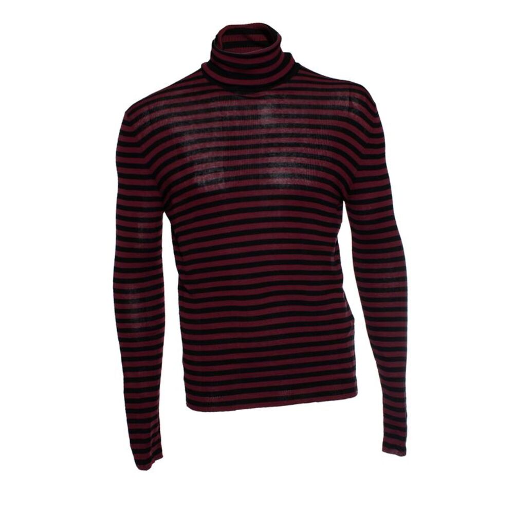 Saint Laurent, Striped Pullover in black and burgundy